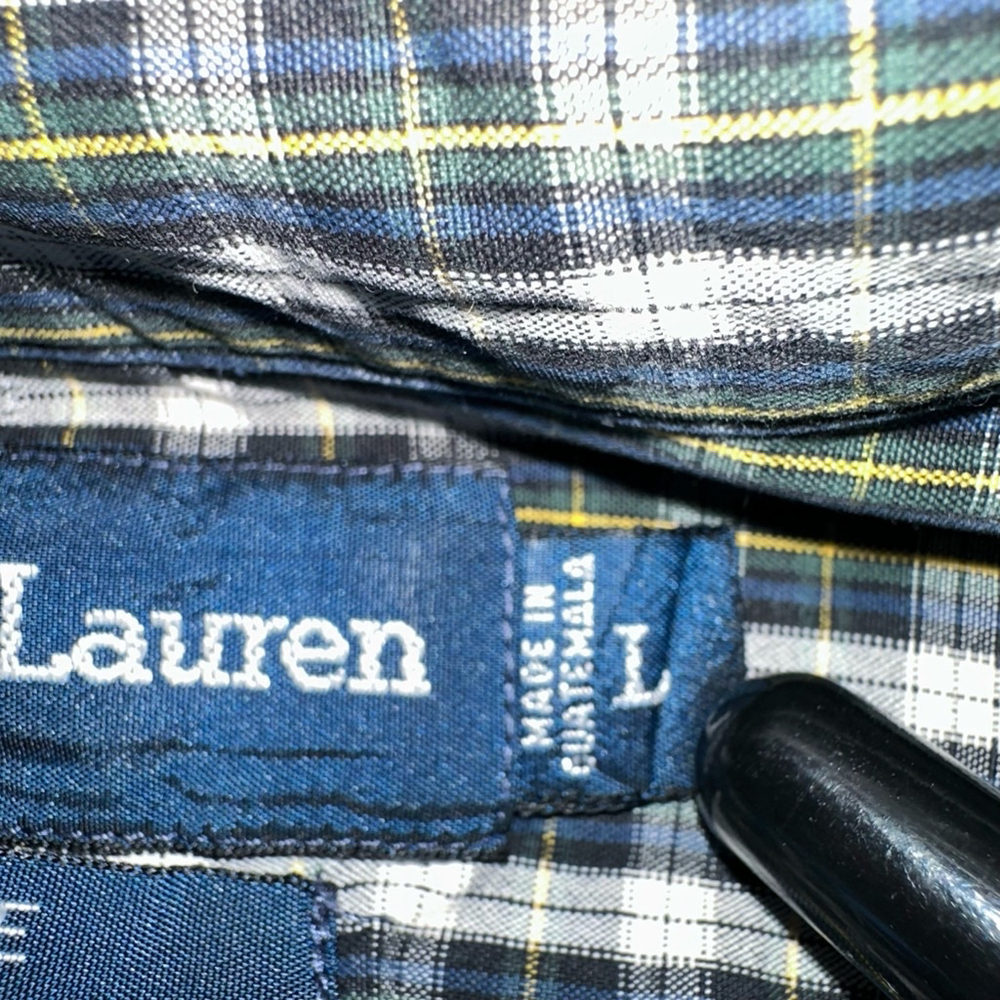 Green Ralph Lauren Mens Size L Navy Plaid Blake Cotton Long Sleeve Button Down - Picture 12 of 12